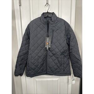 Hawke & Co Men's Diamond Quilted Heritage Jacket Dark Gray Full Zip Large NWT